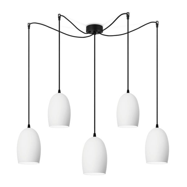 Bijela mat stropna svjetiljka s pet sjenila s crnim kabelom Sotto Luce Ume