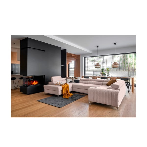 Ružičasta sklopiva/s prostorom za odlaganje kutna garnitura (s lijevim kutom/u obliku slova "U") Louis – ELTAP-image-1