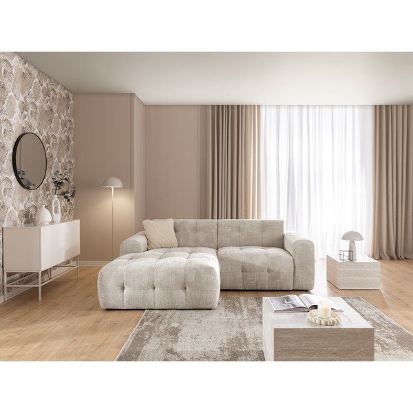 Bež kutna garnitura (s lijevim kutom/s ležaljkom) Melva – Ropez-image-3