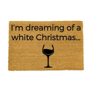 Crni otirač od prirodnih kokosovih vlakana Artsy Doormats White Wine Christmas, 40 x 60 cm