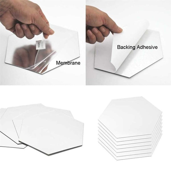 Zrcalne naljepnice u setu za zid 12 kom 20x17 cm Hexagonal – Ambiance-image-3