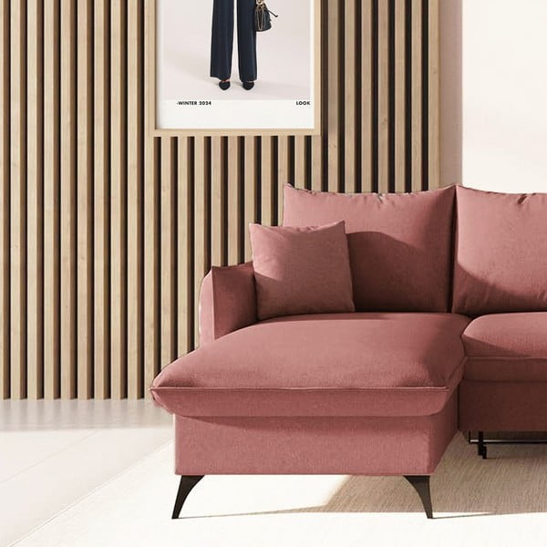 Ružičasta sklopiva/s prostorom za odlaganje kutna garnitura (s lijevim kutom/s ležaljkom) Brim – Rodier-image-4