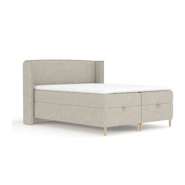 Svijetlo sivi boxspring krevet s prostorom za pohranu 160x200 cm Monpelli – Maison de Rêve