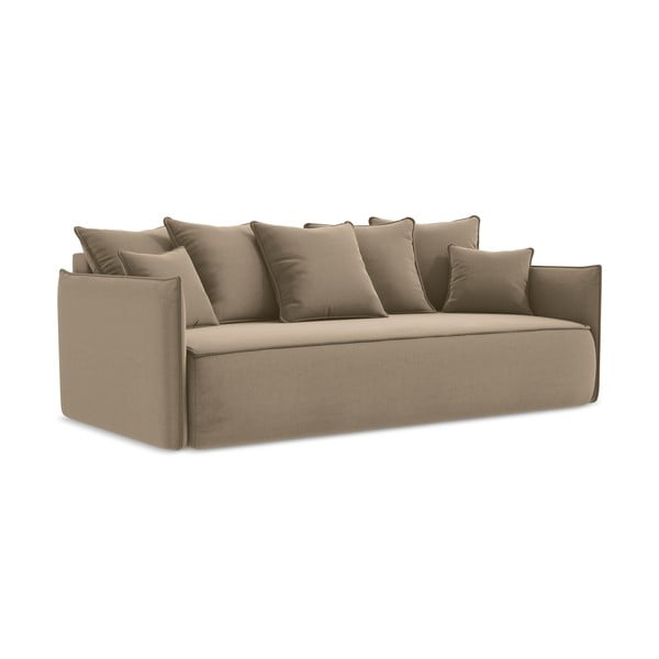 Svjetlo smeđa baršunasti sklopiva/s prostorom za odlaganje sofa 225 cm Hula – Makamii-image-1