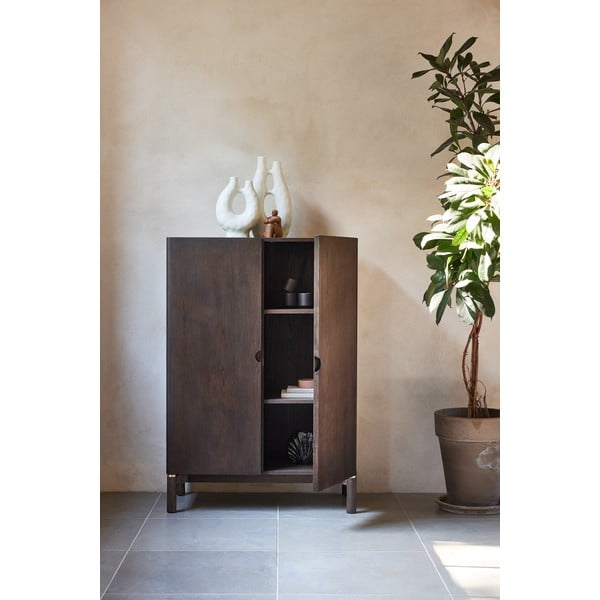 Tamno smeđi ormarić u dekoru hrasta 90x130 cm Arun – Unique Furniture-image-1