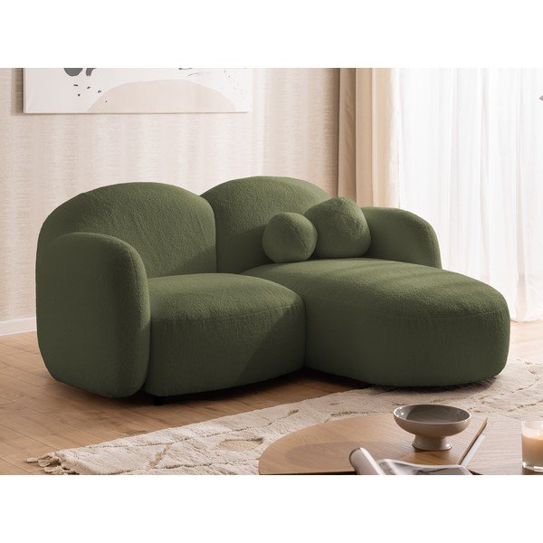 Zelena kutna garnitura od bouclé tkanine (s desnim kutom/s ležaljkom) Orbit – Ropez-image-4