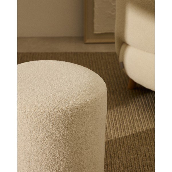 Krem tabure od bouclé tkanine Kaeli – Kave Home-image-2