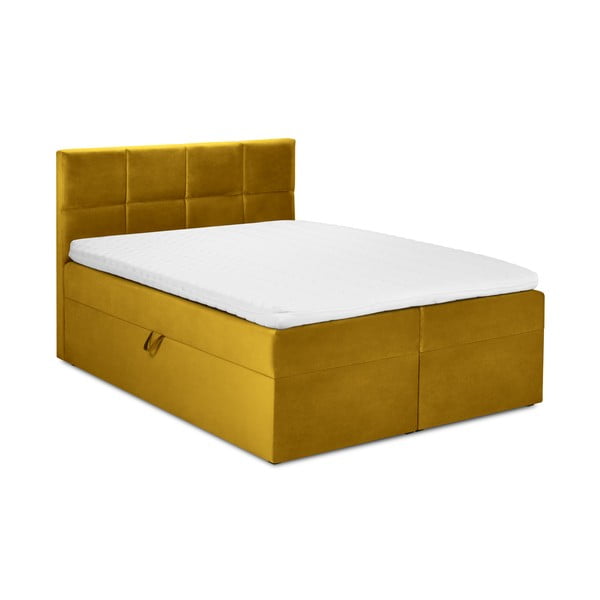 Žuti baršunasti bračni krevet Mazzini Kreveti Mimicry, 200 x 200 cm