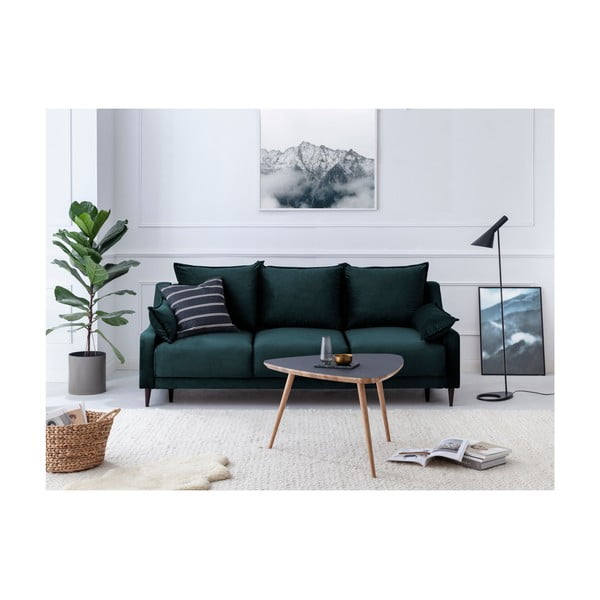 Plavo-zeleni baršunasti kauč na razvlačenje sa prostorom za odlaganje Mazzini Sofas Freesia, 215 cm-image-4