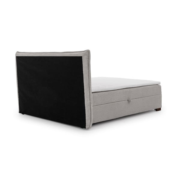 Svijetlo sivi boxspring krevet s prostorom za odlaganje 140x200 cm Lysa – Ropez-image-3