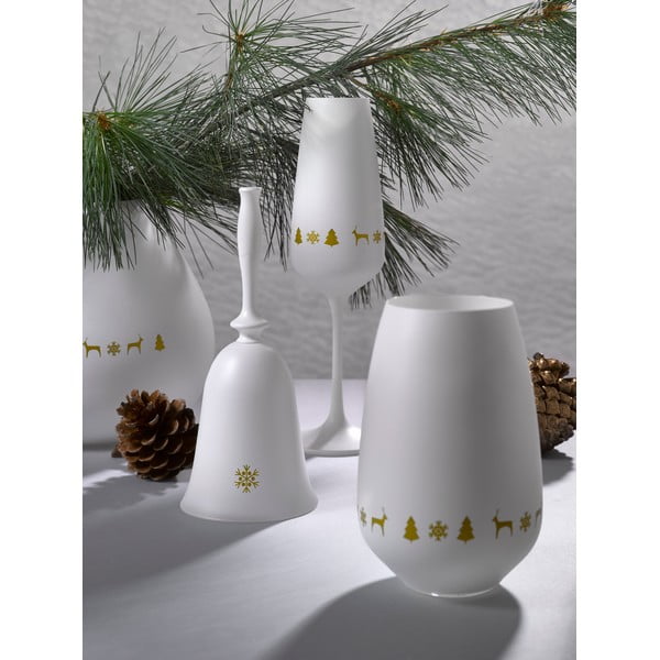 Božićno zvono od bijelog stakla Crystalex Nordic Vintage, visina 17,9 cm-image-1