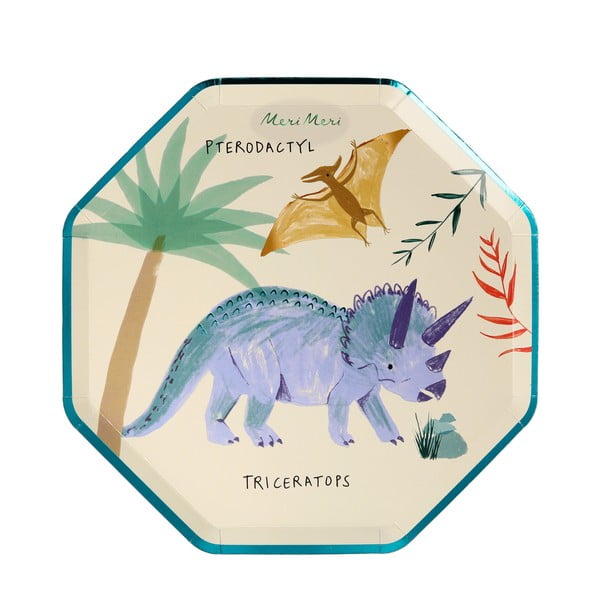 Papirnati jednokratni tanjuri u setu 8 kom Dinosaur Kingdom – Meri Meri
