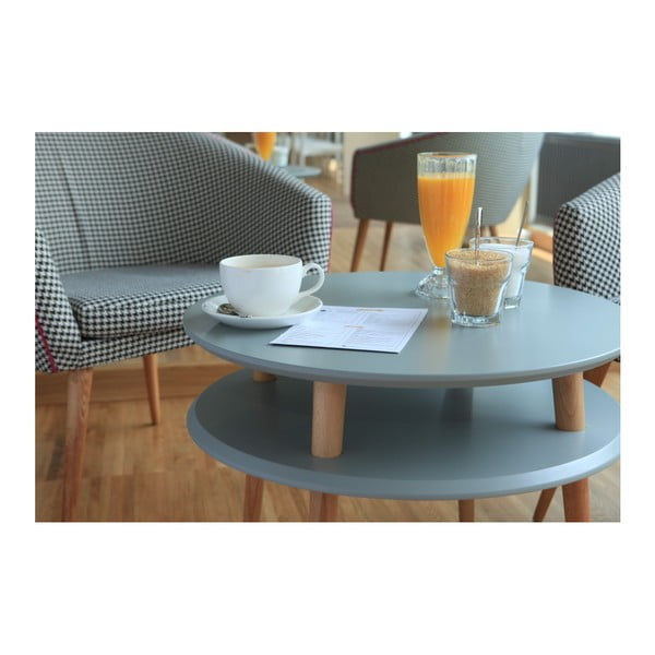 Svjetlosivi stolić sa nogama u prirodnoj boji drveta Ragaba UFO Ø 70 cm-image-2