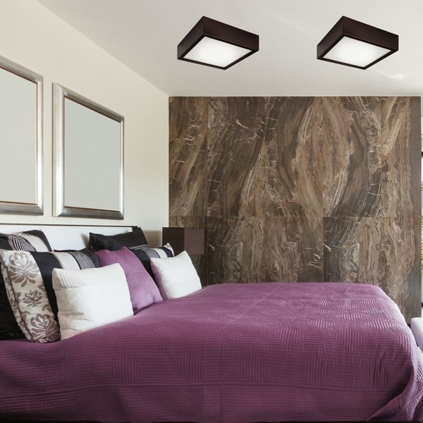 Tamno smeđa stropna svjetiljka sa staklenim sjenilom 27,5x27,5 cm Quadro – LAMKUR-image-3