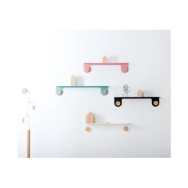 Bijela zidna polica od čelika s detaljima od hrastovog drva s 2 kukice Gazzda Hook, duljina 50 cm-image-2