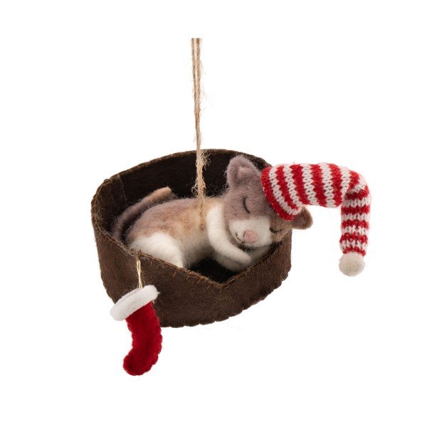 Tekstilni ukas za božićno drvce 12,5 cm Cat in Basket – Sass & Belle
