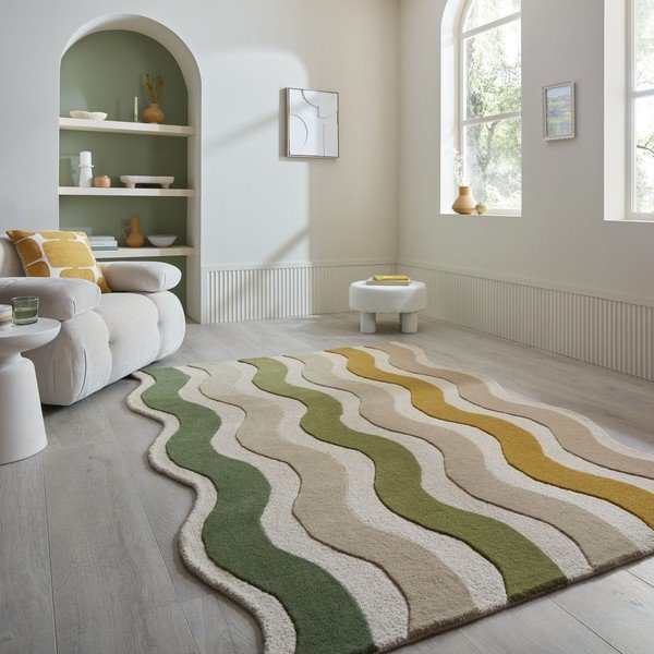 Zeleni/u prirodnoj boji ručno rađen vunen tepih 140x200 cm Cascade Wool – Flair Rugs-image-1