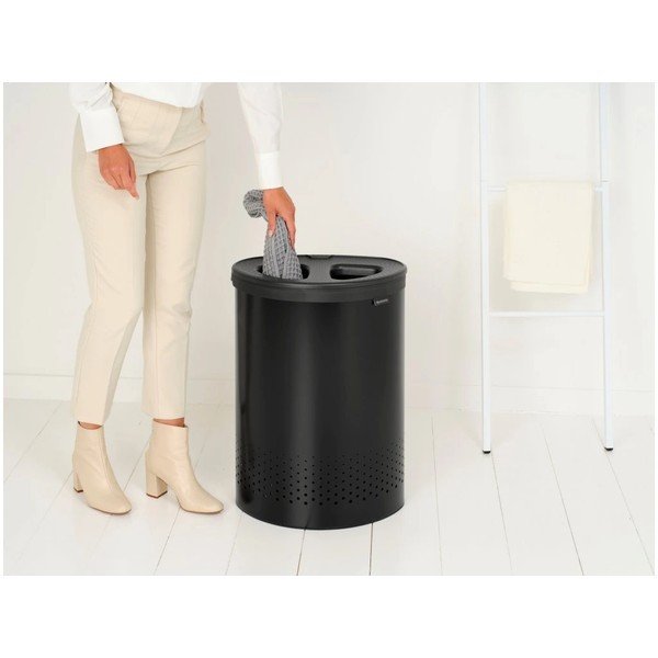 Mat crna metalna košara za rublje 55 l Selector – Brabantia-image-1