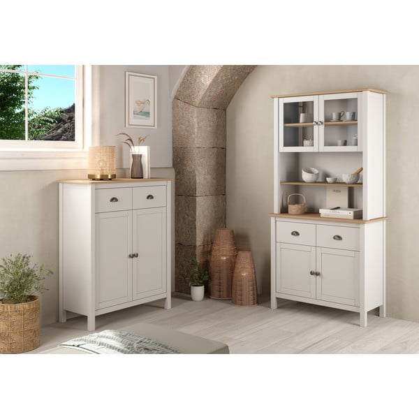 Bijela vitrina od masivnog bora 90x180,5 cm Misti – Marckeric-image-1