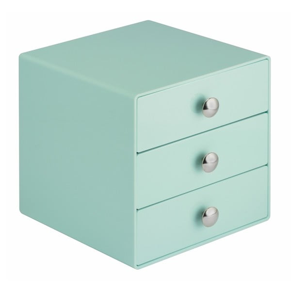 Mint zelena kutija sa tri ladice iDesign Drawers, visina 16,5 cm