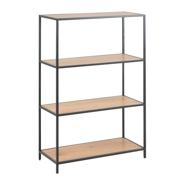 Crna/u prirodnoj boji biblioteka u dekoru hrasta 77x114 cm Seaford – Actona-image-2