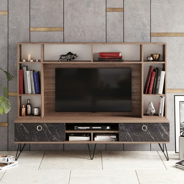 Sivo-smeđi stol za TV u dekoru oraha 180x136 cm Lorenz - Kalune Design-image-3