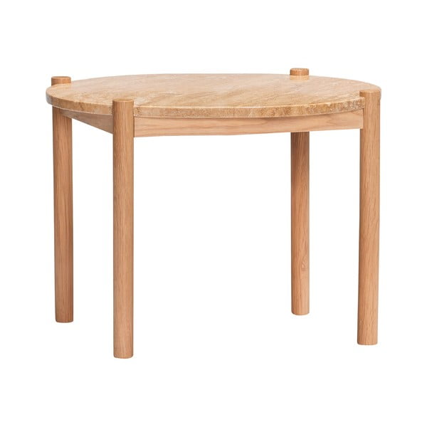 Okrugao stolić za kavu s kamenom pločom stola u prirodnoj boji ø 60 cm Trava – Hübsch