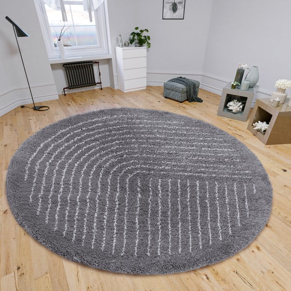 Tamno sivi okrugli tepih ø 120 cm Dion – Hanse Home-image-1