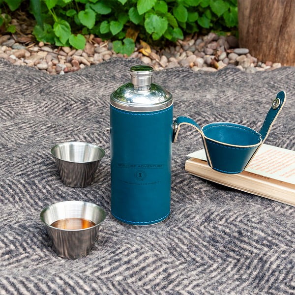 Tamno plavi set pljoske i čaša 3 kom od nehrđajućeg čelika 220 ml Spirit of Adventure – Rex London-image-1