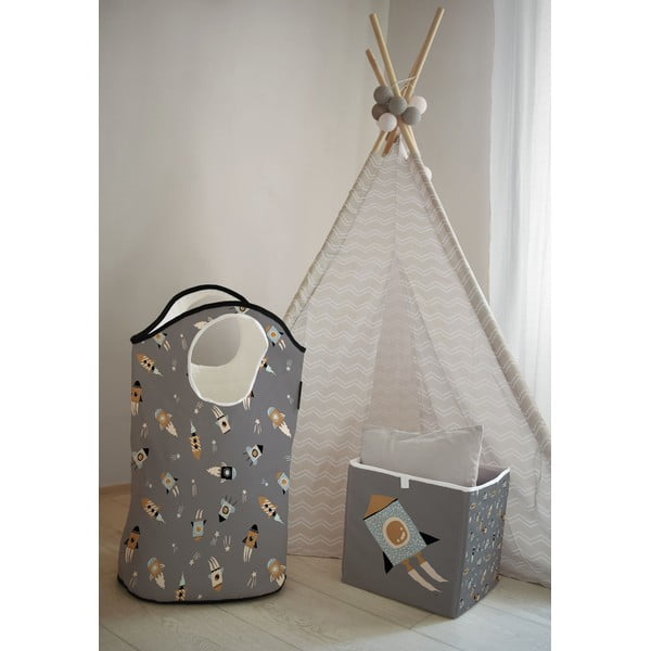 Dječja kutija za pohranu od sive tkanine Cosmos - Butter Kings-image-1