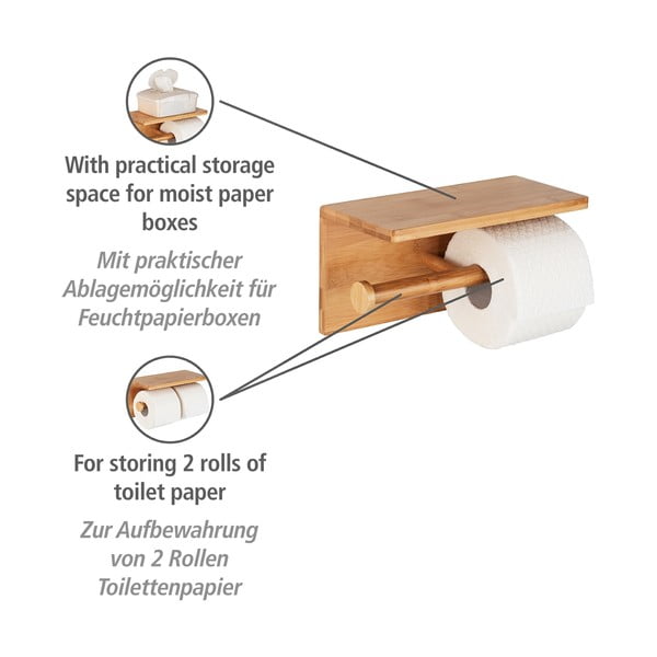 Zidni držač za toalet papir od bambusa Duo Bambusa - Wenko-image-3