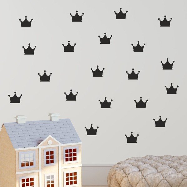 Set crnih zidnih naljepnica North Carolina Scandinavian Home Decor Crown