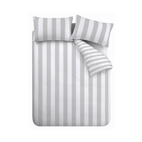 Bijela/siva posteljina za bračni krevet/za produženi krevet 230x220 cm Cove Stripe – Catherine Lansfield