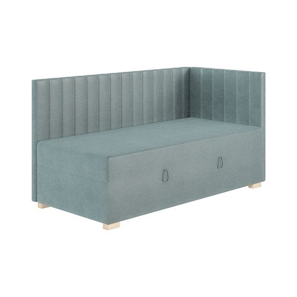 Plavi kutni dječji krevet s prostorom za pohranu s madracem 90x200 cm Snugi – Ghado-image-3