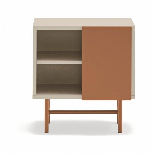 Ciglasti/bež noćni ormarić u mat dekoru s policama Nube – Teulat-image-2