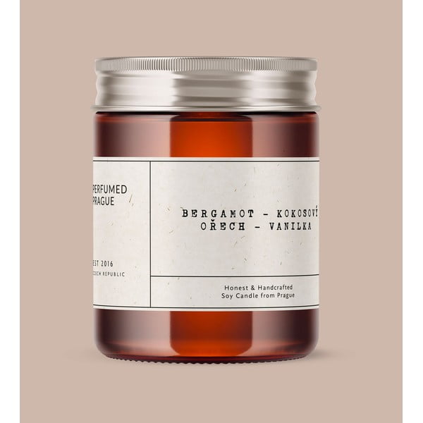 Mirisna svijeća od sojinog voska vrijeme gorenja 40 h #32 Bergamot, Coconut, Vanilla – Perfumed Prague-image-1