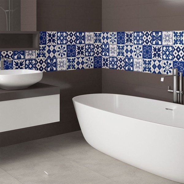 Set od 9 zidnih naljepnica Ambiance Cement Tiles Line, 10 x 10 cm-image-1