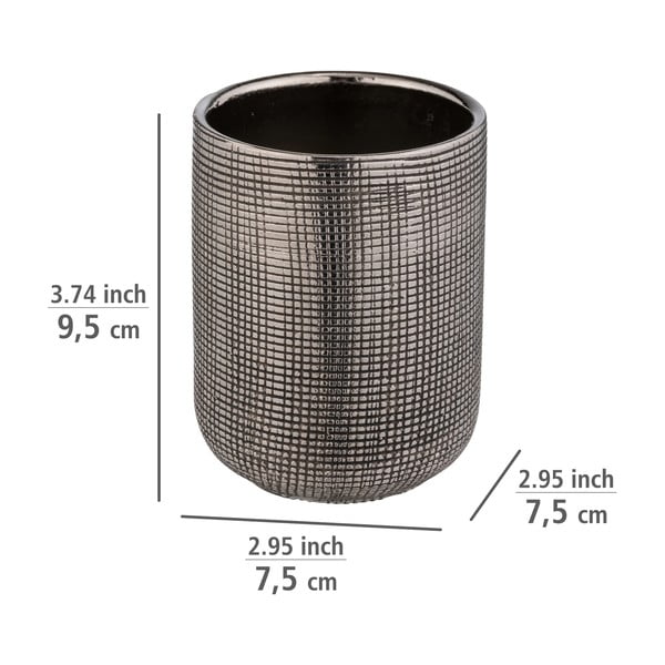 Keramička čaša za četkice za zube u srebrnoj boji Rivara – Wenko-image-4