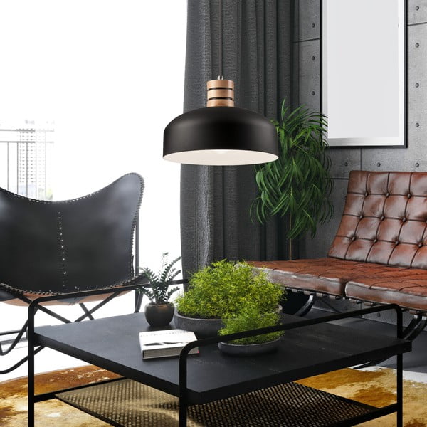 Crna viseća svjetiljka s metalnim sjenilom ø 30 cm Cosmo – LAMKUR-image-3