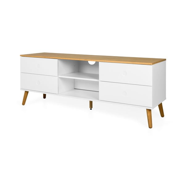 Bijela komoda za TV s nogama od hrastovog drva Tenzo Dot, širina 162 cm-image-3