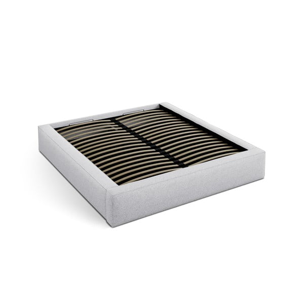 Svijetlo sivi tapecirani bračni krevet s prostorom za odlaganje s podnicom 160x200 cm Simon Darren – Micadoni -image-2