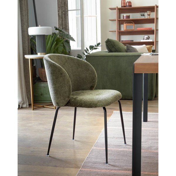 Zelena podstavljena blagovaonska stolica Minna – Kave Home-image-1