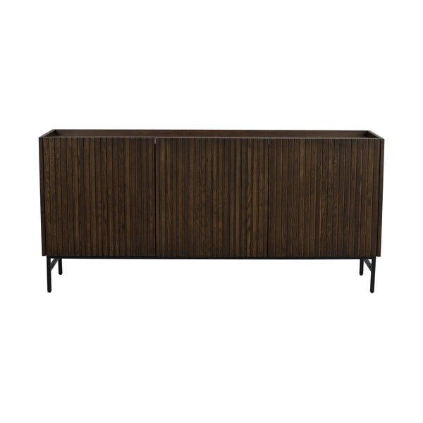 Tamno smeđa niska hrastova komoda 160x75 cm Halifax - Rowico