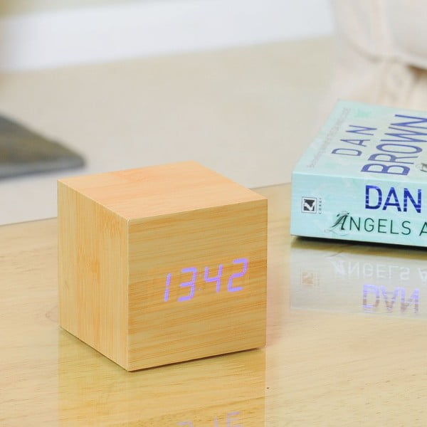 Plava LED budilica Cube Click Clock, bukva-image-1