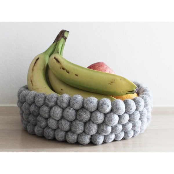 Metalik siva košarica za pohranu od vunenih pompona Wooldot Ball Basket, ⌀ 28 cm-image-1