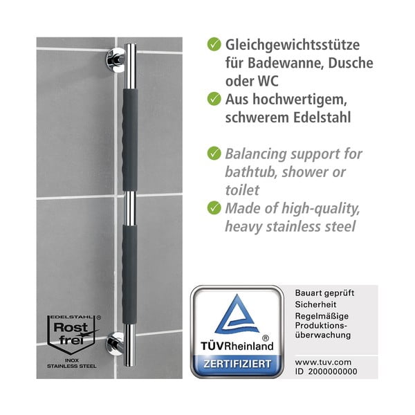 Zidna ručka za kupaonicu od nehrđajućeg čelika Secura – Wenko-image-4