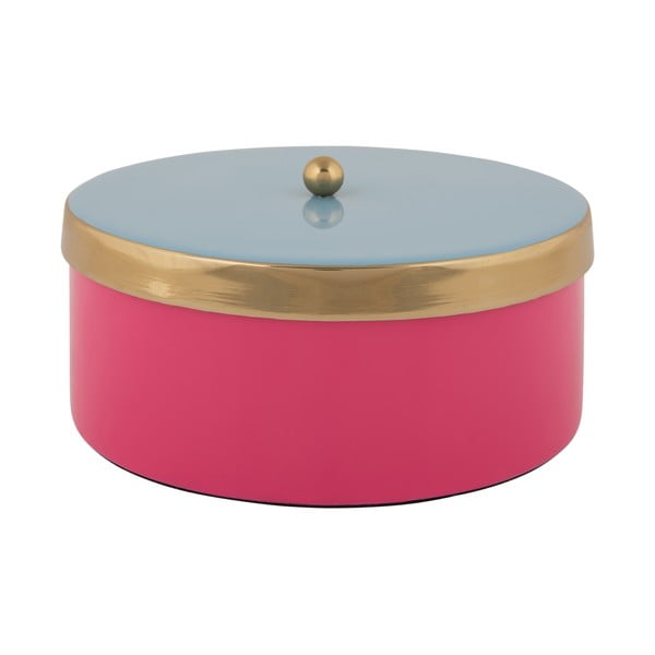 Ružičasta dekorativna metalna kutija za pohranu ø 16x6 cm Double Funky – PT LIVING