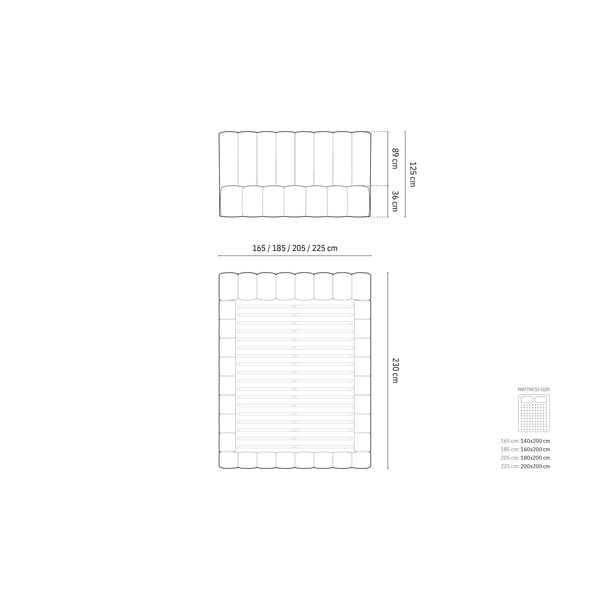 Svijetlo sivi tapecirani bračni krevet s prostorom za pohranu s podnicom 160x200 cm Kelp – Micadoni Home-image-4