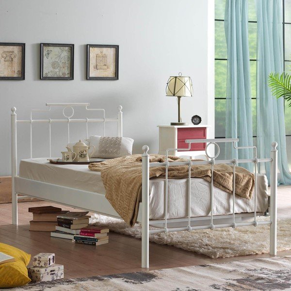 Bijeli metalni krevet s podnicom 120x200 cm Hatkus – Kalune Design-image-1