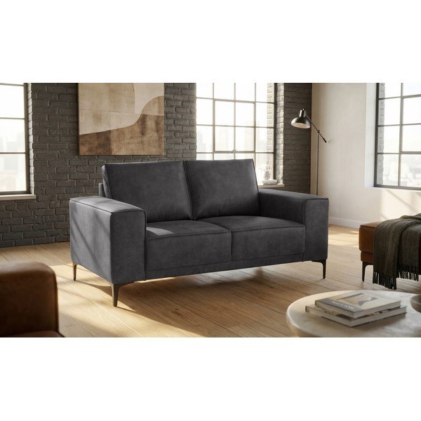 Antracitno siva sofa od imitacije kože 164 cm Copenhagen – Scandic-image-1
